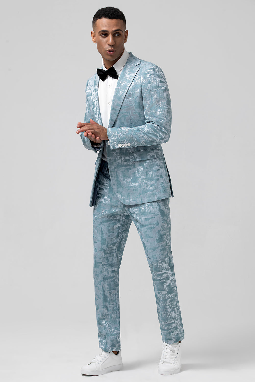 Light Blue Notched Lapel One Button 2 Pieces Men's Suits