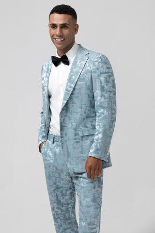 Light Blue Notched Lapel One Button 2 Pieces Men's Suits