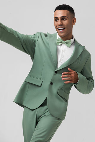 Grey Green Peak Lapel 2 Pieces Men's Suits for Prom