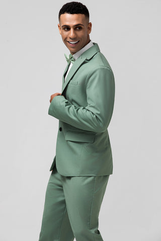 Grey Green Peak Lapel 2 Pieces Men's Suits for Prom