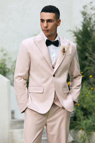 Ivory Peak Lapel One Button 3 Pieces Formal Prom Men's Suits