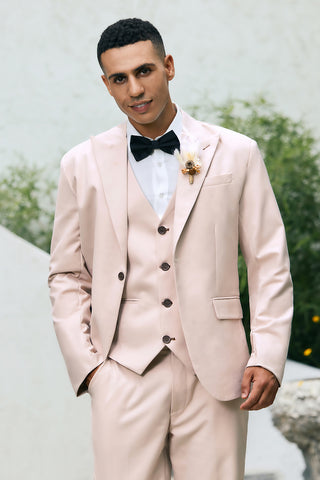 Ivory Peak Lapel One Button 3 Pieces Formal Prom Men's Suits