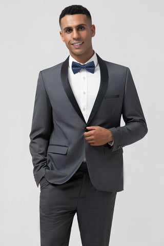 Grey Shawl Lapel One Button 2 Pieces Formal Men's Suits