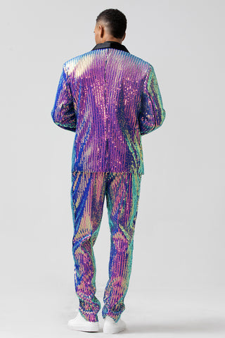 Sparkly Purple Sequins Shawl Lapel 2 Pieces Prom Men's Suits