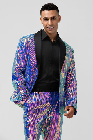 Sparkly Purple Sequins Shawl Lapel 2 Pieces Prom Men's Suits