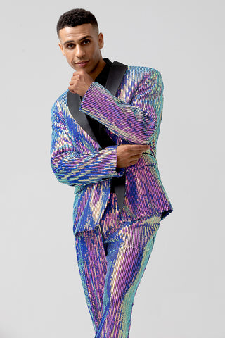 Sparkly Purple Sequins Shawl Lapel 2 Pieces Prom Men's Suits