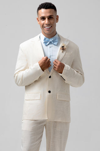 Ivory Notched Lapel Cotton 2 Pieces Formal Prom Men's Suits