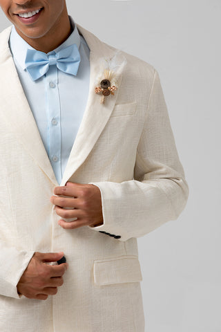 Ivory Notched Lapel Cotton 2 Pieces Formal Prom Men's Suits