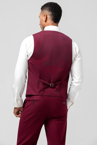 Burgundy Peak Lapel Slim Fit 3 Pieces Formal Prom Men's Suits