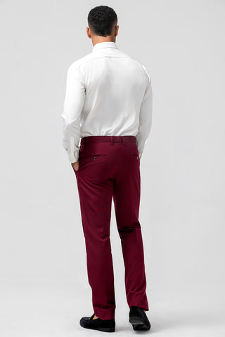 Burgunderroter Slim Fit 3-teiliger formeller Herrenanzug mit steigendem Revers