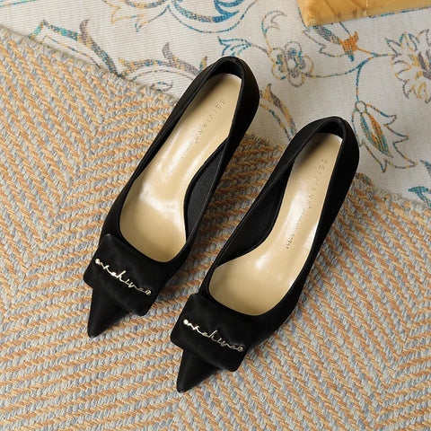 French high heels women's pointed thin heels fashionable shallow cut single shoes commuting work shoes