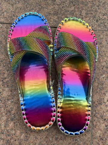 Rainbow Rhinestone Sandals