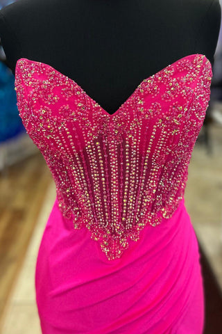 Orange Sweetheart Mermaid Satin Long Corset Prom Dress with Beading