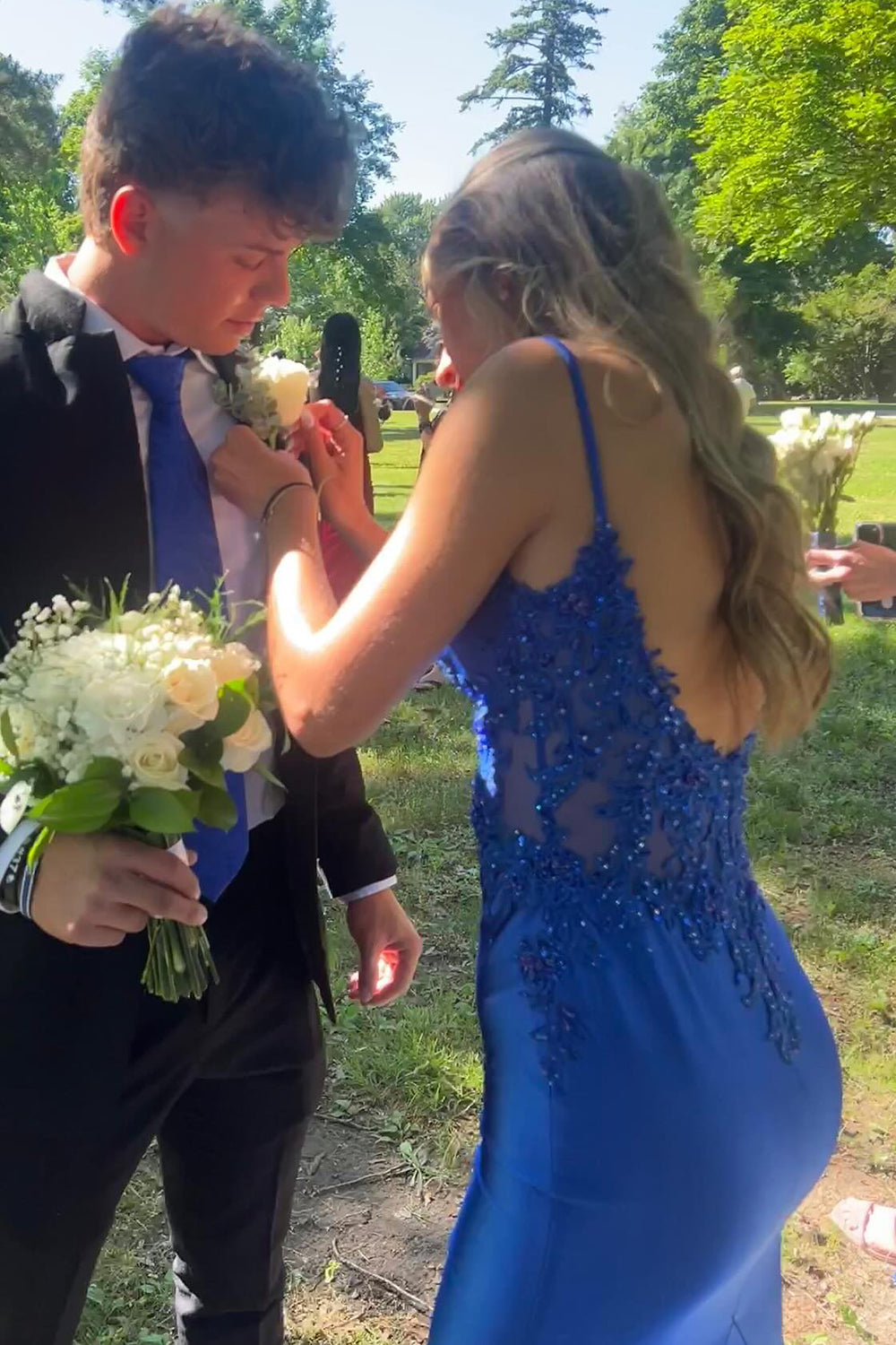 [Copy]Pink Spaghetti Straps Meramid Long Corset Prom Dress with Slit