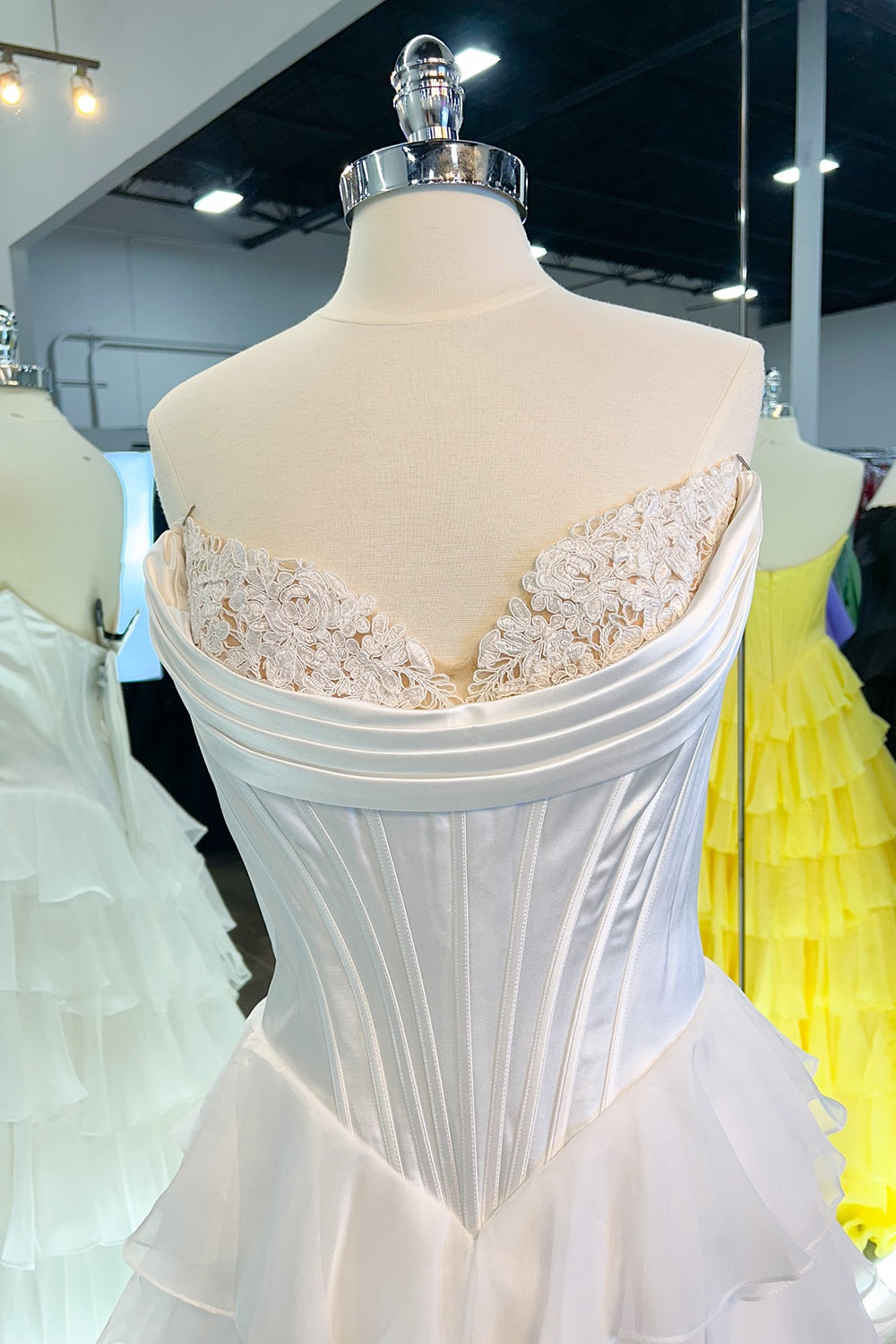 Blue A-Line Sweetheart Chiffon Ruffled Long Corset Prom Dress with Slit