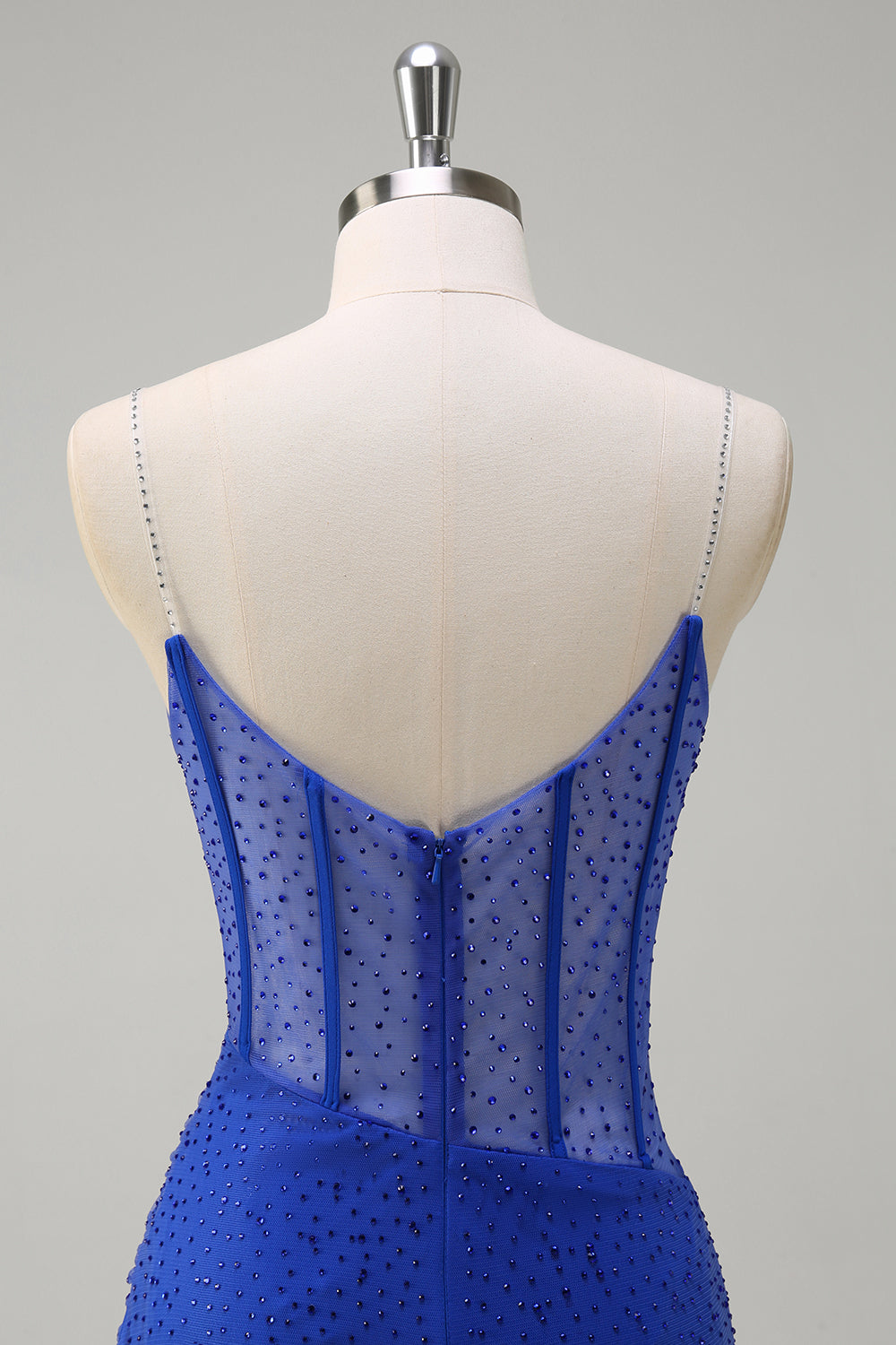 Glitter Orange Spaghetti Straps Beaded Mermaid Long Corset Prom Dress with Slit