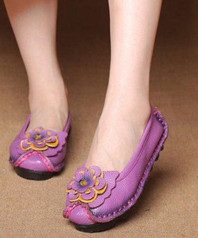 Boutique Gelbe flache Schuhe aus Rindsleder mit Blumenmuster