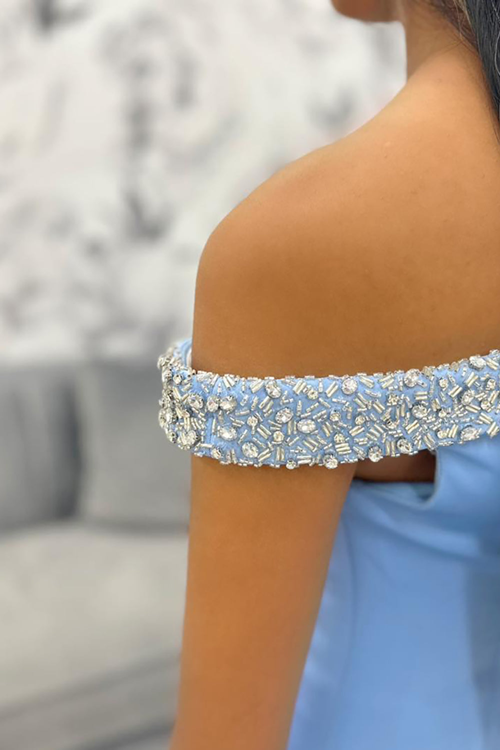 Red Off the Shoulder Mermaid Long Prom Dress with Beading