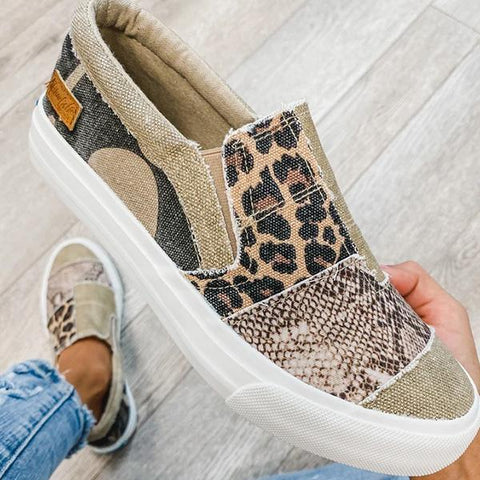 Lässige Slip-on-Plateau-Sneakers mit flachem Absatz und Loafer-Schuhen