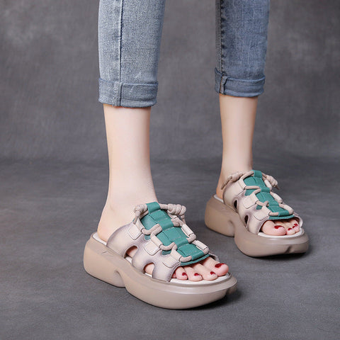 2022 Casual Retro Leather Wedge Slippers