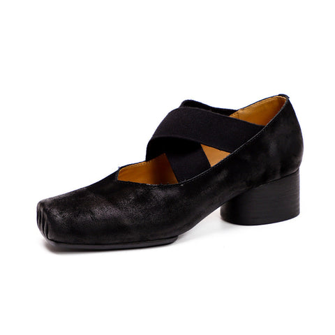 Women Retro Cowhide Leather Pumps Casual Shoes