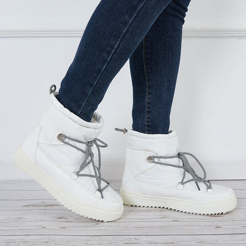 Waterproof Winter Snow Booties Pull on Fur Lining Mid Calf Boots
