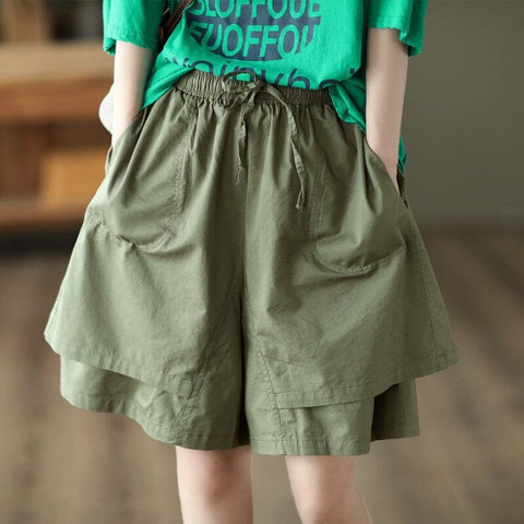 Women Retro Summer Patchwork Loose Shorts