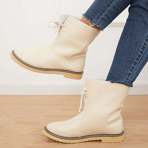 Warm Cotton Lined Snow Ankle Boots Wide Width Flat Booties