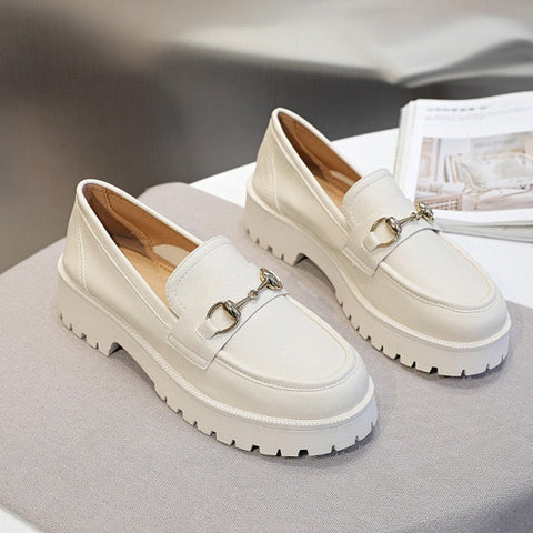 Damen-Loafer, flache Plateauschuhe, Größe 35–40, lässig, Slipper, runde Zehenpartie, einfarbig, schwarz