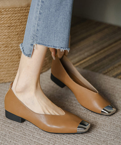 Braune Schuhe für Plattfüße Schaffell Chic Bequeme Spleißen