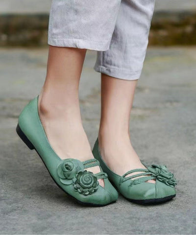 Khakifarbene flache Schuhe mit Blumenmuster für Damen, die Schuhe für Plattfüße spleißen