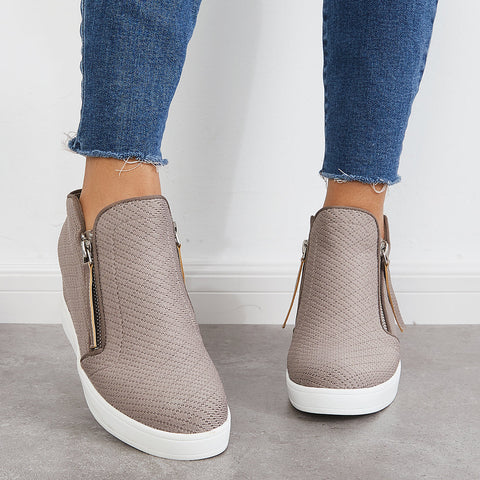 Casual Hidden Wedge Sneakers Platform Wedge Booties