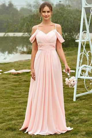 Schulterfreies, roséfarbenes Brautjungfernkleid