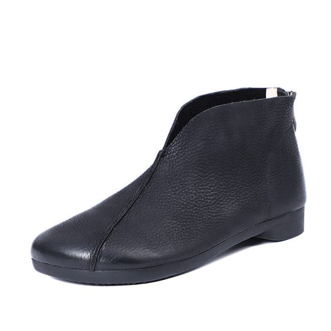 Autumn Retro Solid Soft Leather Casual Shoes