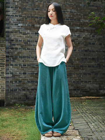 Vintage Loose Ramie Cotton Linen Bloomers Pants