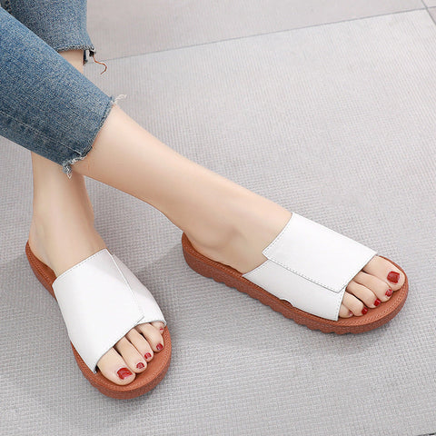 Flache Retro-Leder-Freizeitschuhe für den Sommer