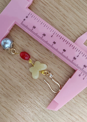 Stylish Yellow Butterfly Beeswax Fine Pearl Zircon Drop Earrings