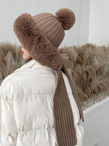 Women Winter Solid Color Korean Adult Plush Hat