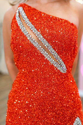 One Sholder Sequins Mermaid Prom Dresses with Slit