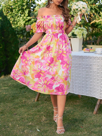Puff Cap Sleeve Floral Spring 2023 Dress