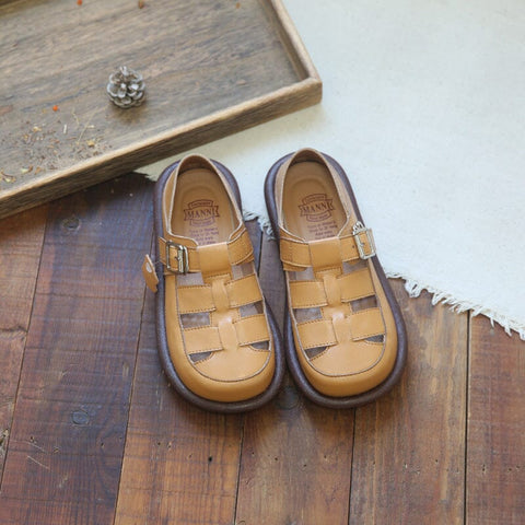 Summer Retro Hollow Leather Casual Sandals