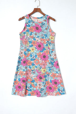 Floral Short Sleeveless Vacation Dress