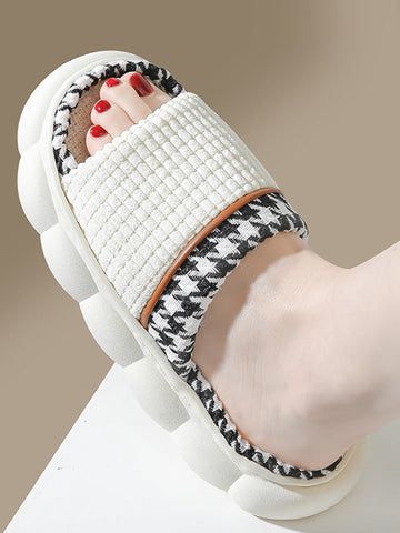 Fashion Spring Spliced Couple Indoor Platform Slippers