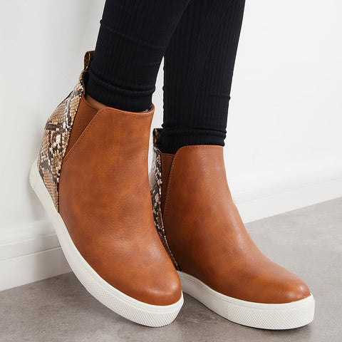 Slip on Hidden Wedge Sneakers Platform Wedge Booties