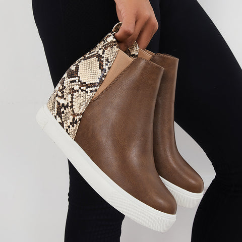 Slip on Hidden Wedge Sneakers Platform Wedge Booties