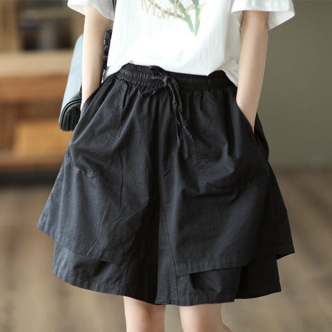 Women Retro Summer Patchwork Loose Shorts