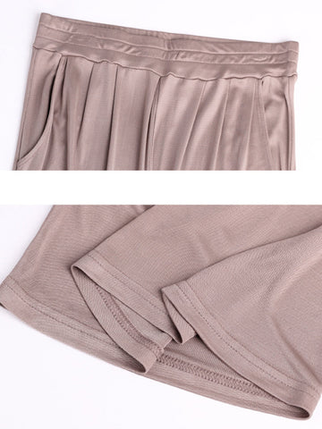 Women Summer Solid Casual Thin Wide-leg Pants
