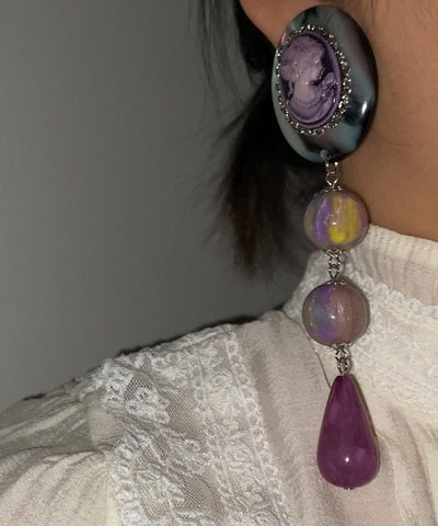 Style Purple Relief Acrylic Drop Earrings