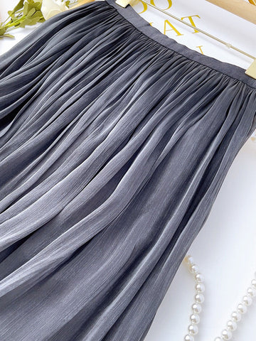 Clara French Style High Rise Vacation Full Skirt-Beige