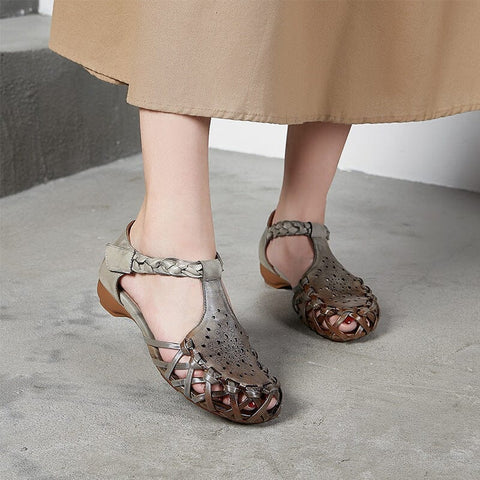 Summer Retro Handmade Plaited Leather Sandals